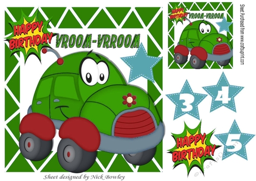 Lilttle green Vroom! Vroom! car with toony face