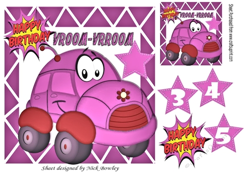 Lilttle Pink Vroom! Vroom! car with toony face