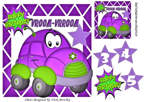 Lilttle purple Vroom! Vroom! car with toony face