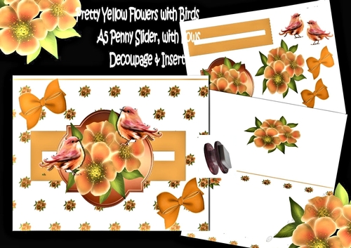 Pretty peach flowers with birds A5 PENNY SLIDER mini kit