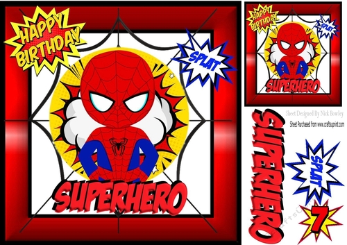 superhero red with spider web 8x8