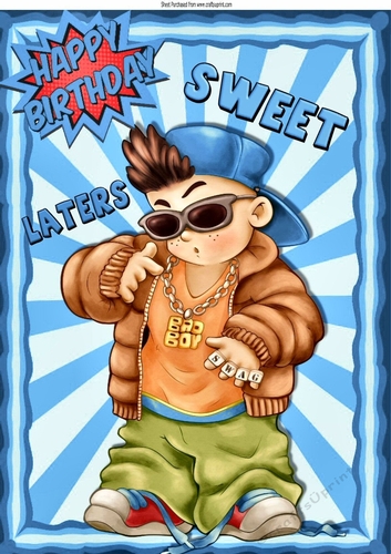 Cool Dude bad boy in blue hat with captions A4