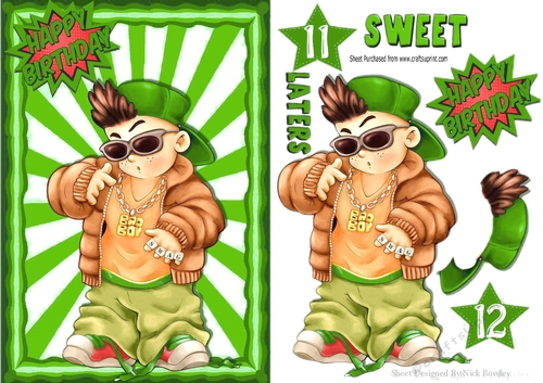 Cool Dude bad boy in green hat with captions A5