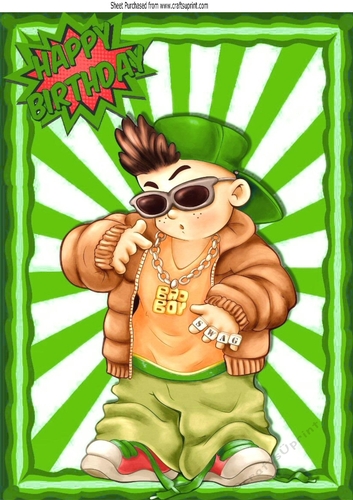 Cool Dude bad boy in green hat with  A4