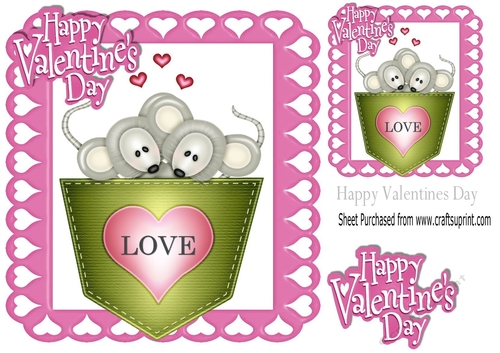 cute mice in a pocket of LOVE! in heart frame