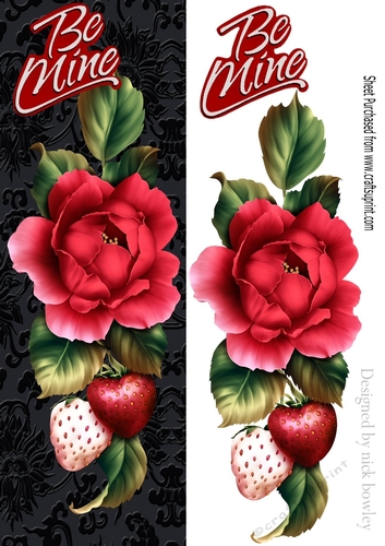 Pretty cascading red roses with strawberry  and black damask tall DL