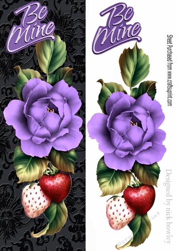 Pretty cascading purple roses with strawberry and black damask tall DL