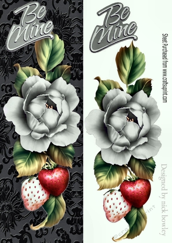 Pretty cascading silver roses with strawberry and black damask tall DL