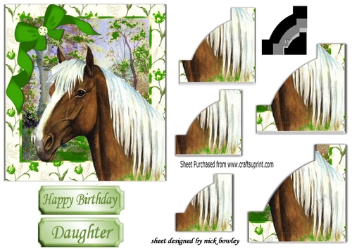 Lovely palomino horse with green bow side stacker pyramids