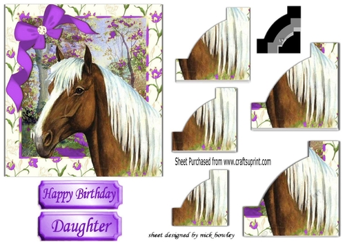 Lovely palomino horse with purple bow side stacker pyramids