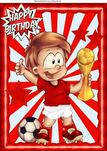 Im The champion footballer in red & white A4