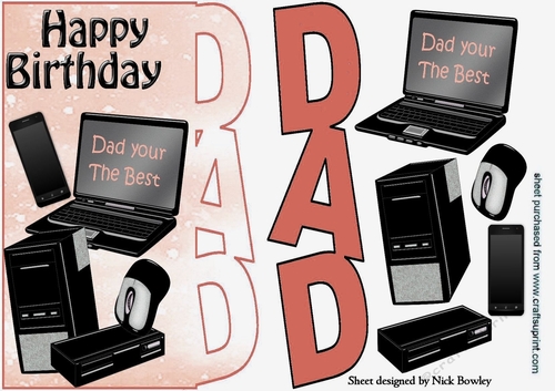 Dad your the best, in peach with  Computer, mobile lots of Accessories over the edge