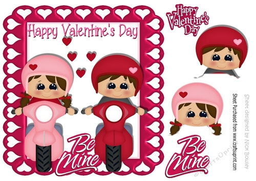 riding a bike lovers be mine 8x8