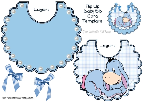 Cute little donkey on a blue gingham bib with bows