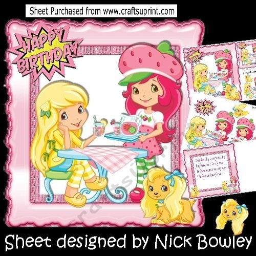 Girls teaparty having a strawberry drink with puppy 8x8 mini kit
