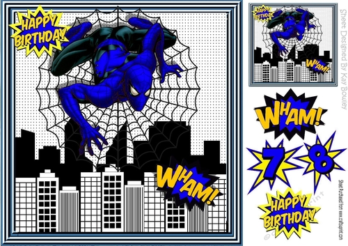 Spider Web  Hero in blue in the city 8x8