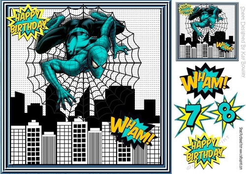 Spider Web  Hero in turq in the city 8x8