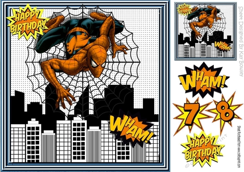 Spider Web  Hero in gold in the city 8x8