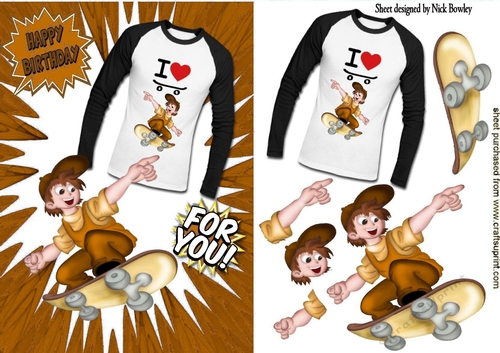 I love to skateboard boy in brown