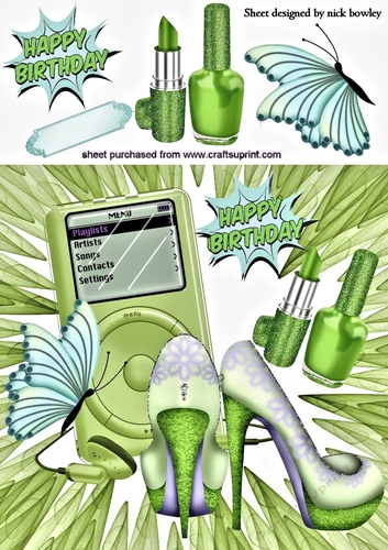pretty shoes with lime green ipod & butterflies
