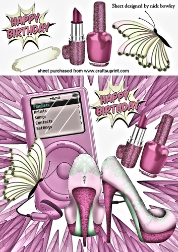 pretty shoes with pink ipod & butterflies 8x8