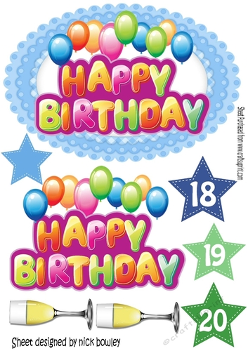 Lovely Birthday with balloons and champagne age 18, 19 & 20