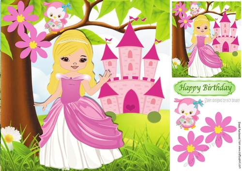 Pretty princess with little owl 8x8