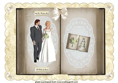 Beautiful Wedding Couple in Vintage Book A4 Topper