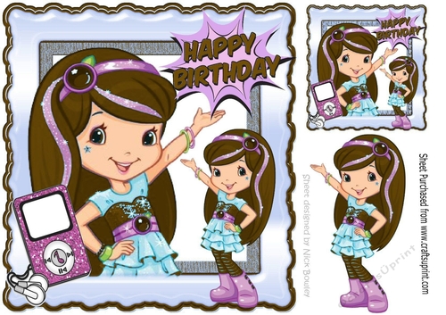 Little Miss glam girl  with brown hair loves dancing to her ipod 8x8