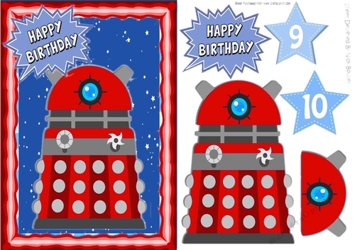 Red Dalek, with stars in the sky A5