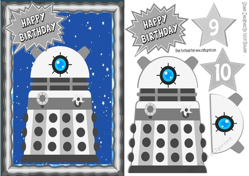 Silver Dalek, with stars in the sky A5