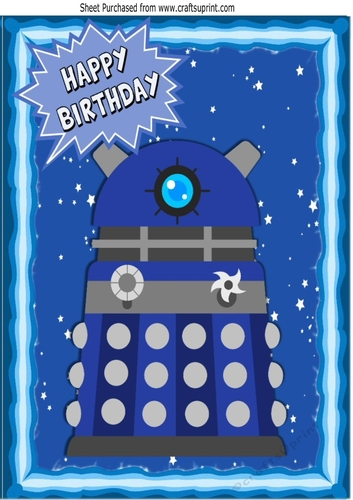 Blue Dalek, with stars in the sky A4