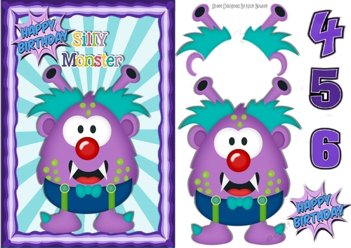 Monsterlove, Silly Monster in purple A5