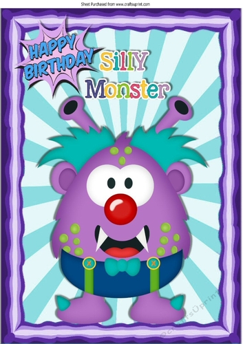 Monsterlove, Silly Monster in purple A4