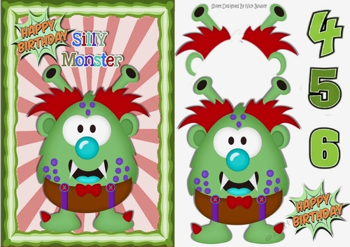 Monsterlove, Silly Monster in green A5