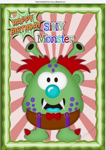 Monsterlove, Silly Monster in Green A4