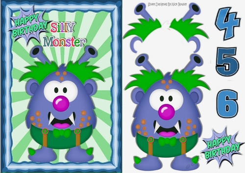 Monsterlove, Silly Monster in blue A5