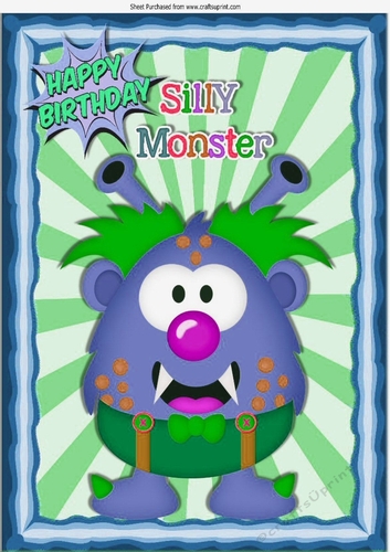 Monsterlove, Silly Monster in blue A4