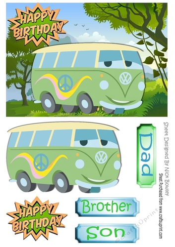 Toony Camper van in the meadow A5