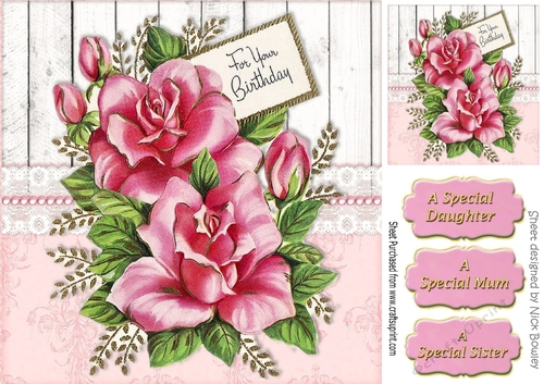 Pink roses for your Birthday 8x8