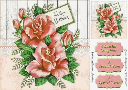 peach roses for your Birthday 8x8