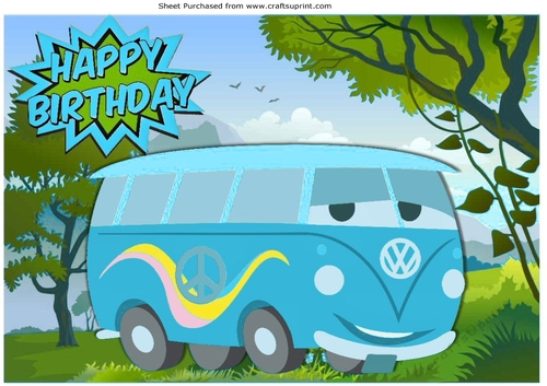 Blue Toony Camper van in the meadow A4
