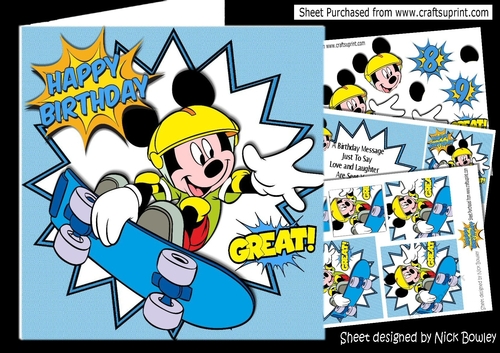 Sporty Mouse playing on a skate board 8x8 mini kit