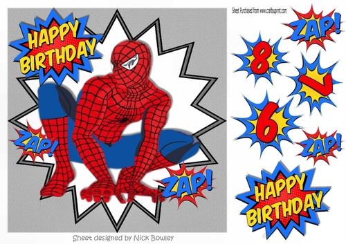 Super web hero in blue in funky silver frame  8x8