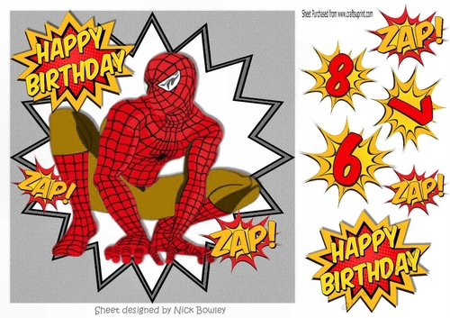 Super web hero in gold in funky silver frame  8x8
