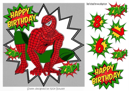 Super web hero in green in funky silver frame  8x8