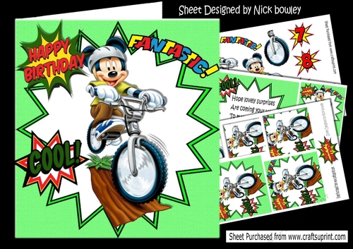 Sporty Mouse having fun riding a bike 8x8 mini kit