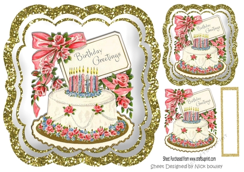 Birthday Greetings With cake and candles 8x8