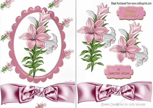 Pretty pink lilies with bow A5