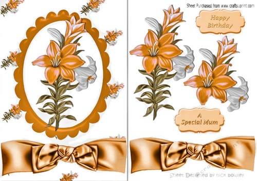 Pretty gold lilies with bow A5